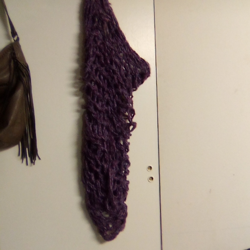 Hand Knitted Purple Beanie and Infinity Shawl - Picture 12 of 12